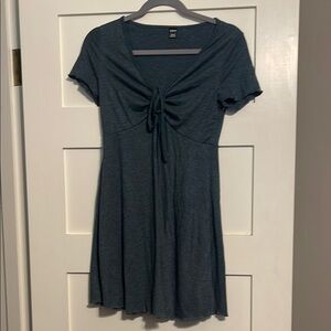 SHEIN Dark Teal Tie-Front Dress